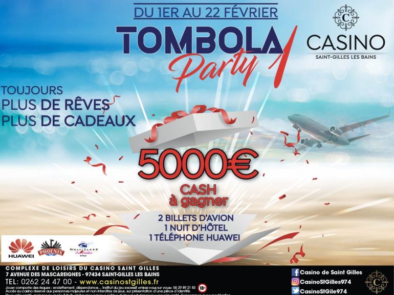 TOMBOLA PARTY – 5 000 € CASH A GAGNER ET D’AUTRES LOTS