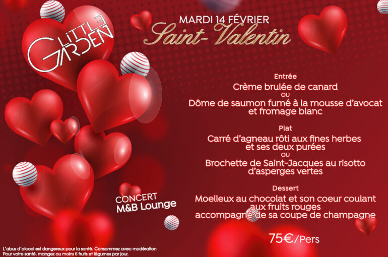 Menu Saint-Valentin au Little Garden – Mardi 14 février