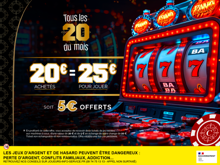 Tous les 20 du mois : 20 € = 25 € avril
